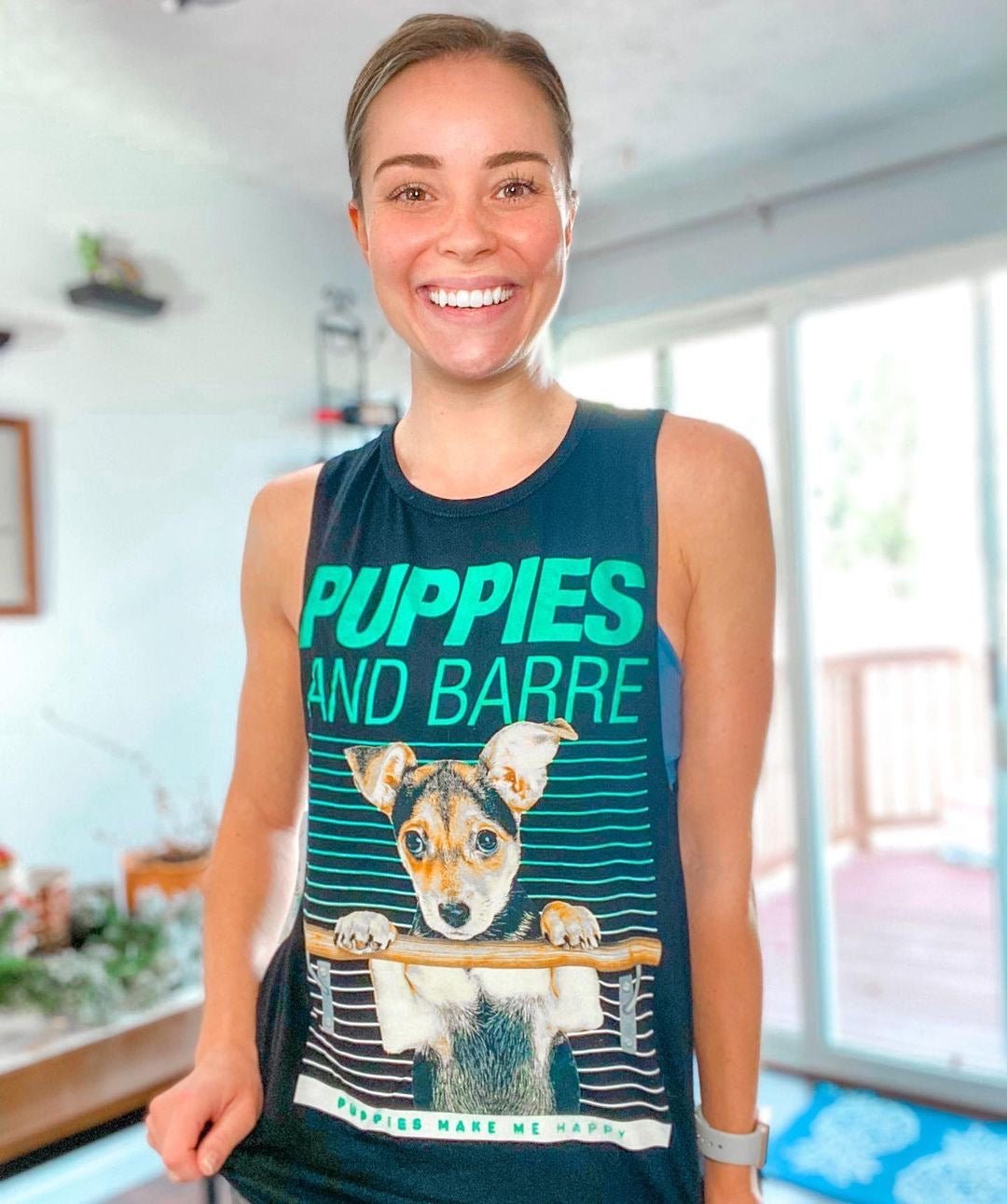 Puppies & Barre Women's Sleeveless Tank | Gift for Dog Moms Who Love Barre | Made in USA
