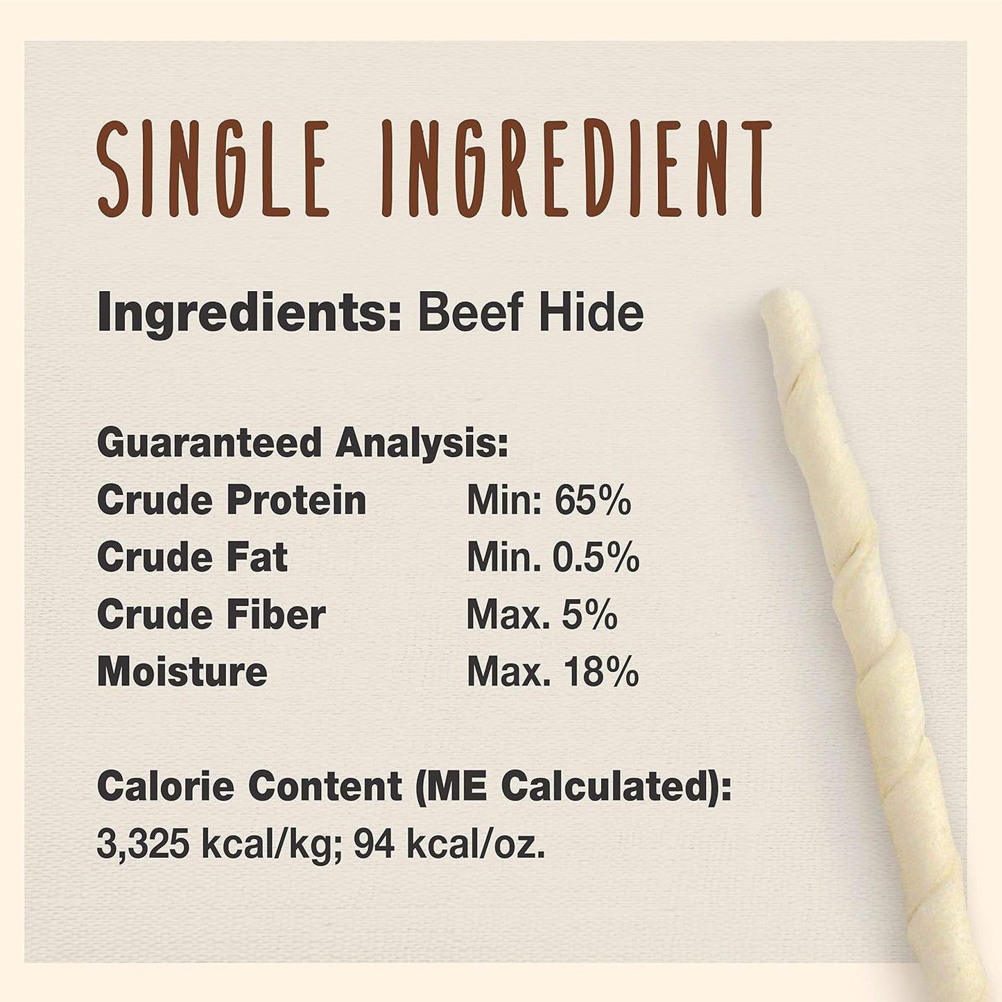 Cadet Beef Hide Rawhide Twists 5-Inch Dog Chews 100 Count Long Lasting