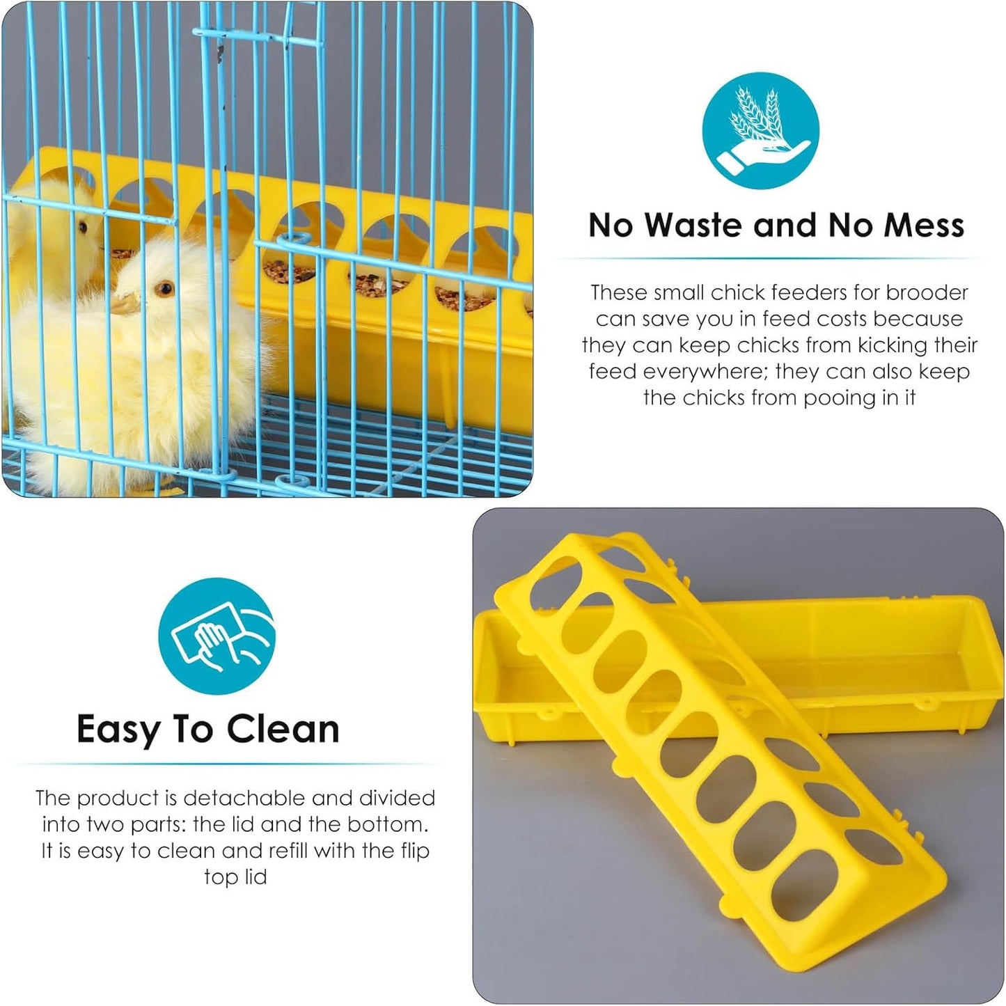 Little Giant Flip-Top Poultry Ground Feeder 20-Inch, Yellow 2-Pack