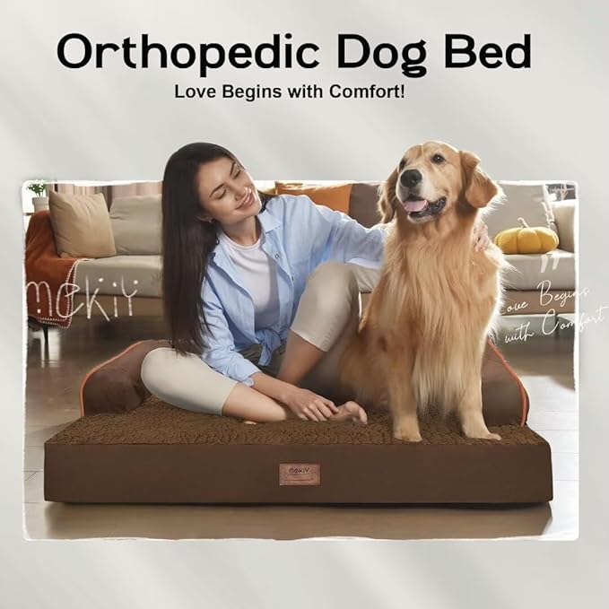 Dog Bed Medium Size Dog-Orthopedic Waterproof Bed for Dogs,Foam Couch Sofa with Washable Removable Cover & Non-Slip Bottom-Coffee
