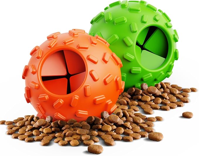 Dog Puzzle Toy 2-Pack – Natural Rubber Treat Dispensing Slow Feeder for Mental Stimulation