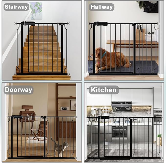 Fairy Baby Extra Wide Baby Gate Black 67-71.5 Inch Wide, Walk Through Pressure Mounted No Drill, Long and Large Tension Gate for Pet and Kids