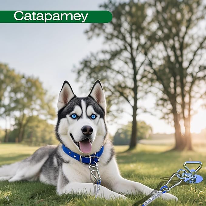 Dog Tie Out Cable and Stake,(up to 200lbs) 360° Swivel Dog Run Anchor -with 15FT Heavy Duty Cable,Runner for Yard-Dog Stake for Yard Outdoor Camping