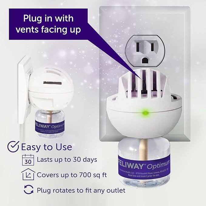 FELIWAY® Optimum 30 Day Cat Calming Refill for Pheromone Diffuser, 48ml - Helps Reduce Common Signs of Stress in Cats & Kittens, Enhanced Calming