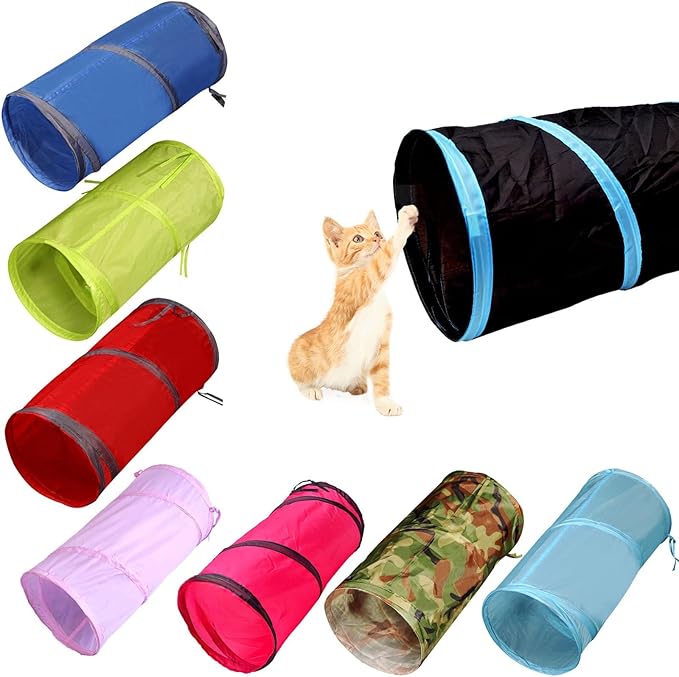 iCAGY Foldable Spiral Cat Tunnel - Ideal Indoor Toy for Small Cats, Kittens, and Rabbits - Collapsible Tube for Interactive Play and Outdoor Fun - Pet Activity Toy Black 20" 3 Pcs