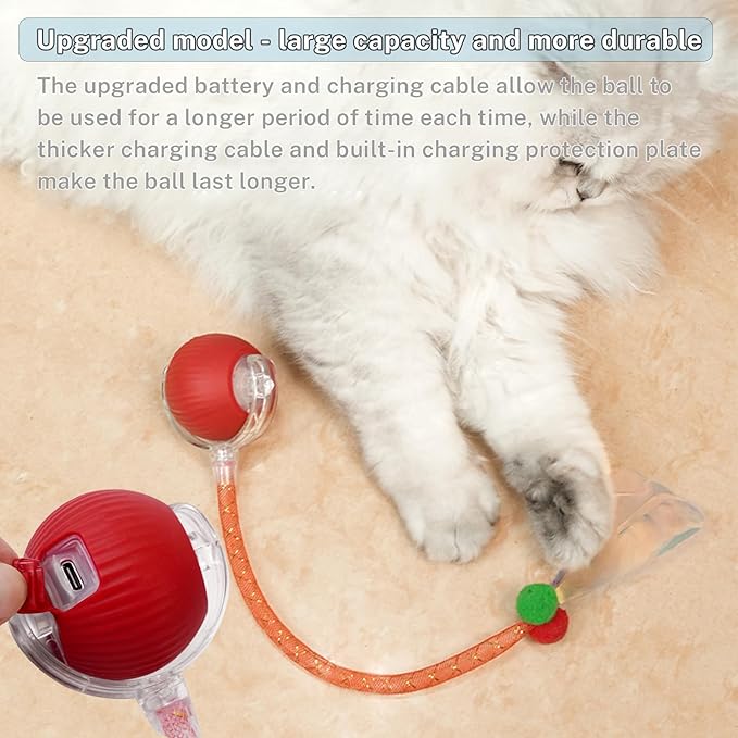 Red Speedy Tail 2.0 Cat Ball Toy – Upgraded Interactive Stimulating Toy for Bored Indoor Cats