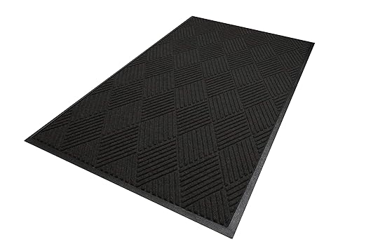 M+A Matting WaterHog Diamond | Commercial-Grade Entrance Mat with Rubber Border – Indoor/Outdoor, Quick Drying, Stain Resistant Door Mat (Charcoal, 6' x 6')