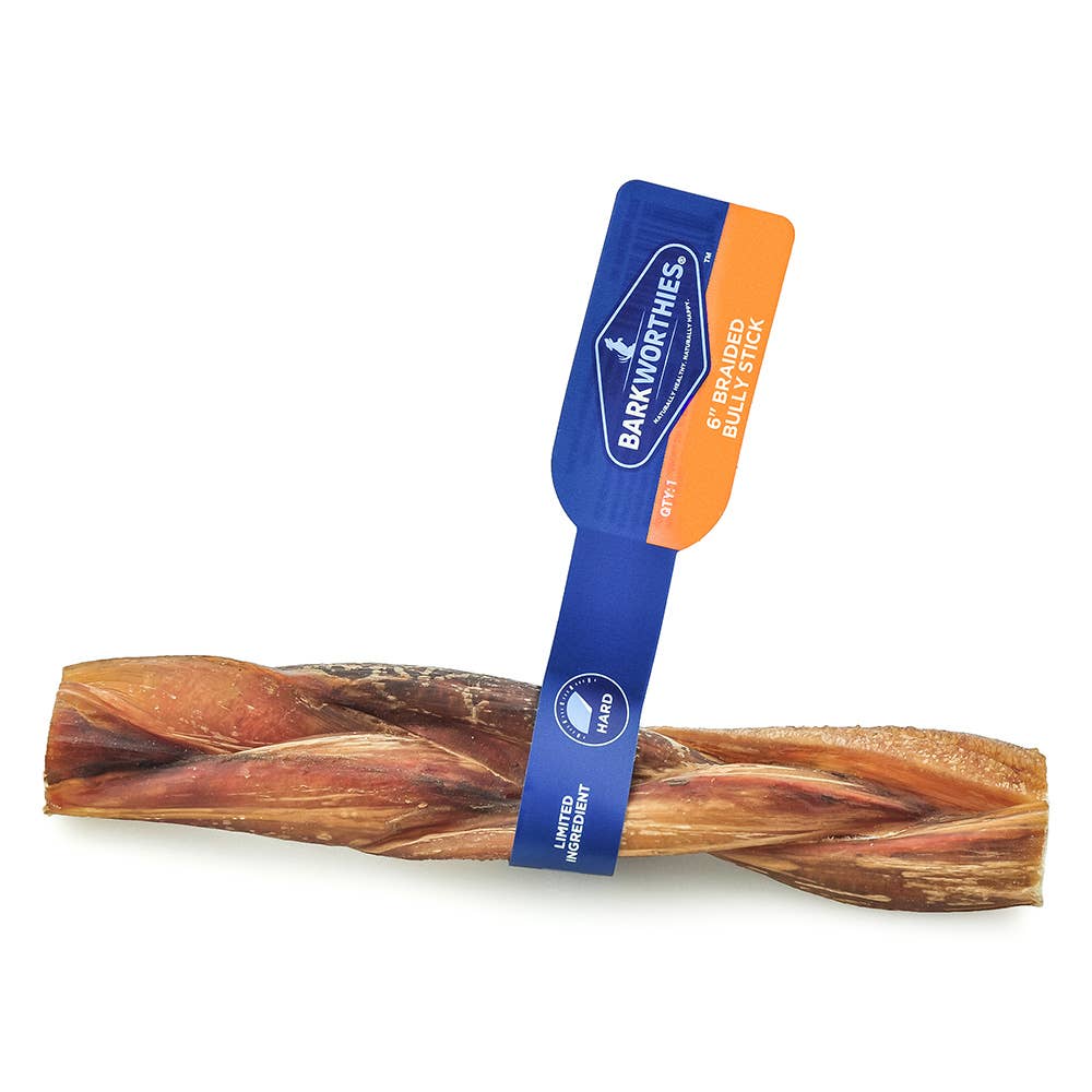 Barkworthies Bully Stick - Braided - 6'' Individual