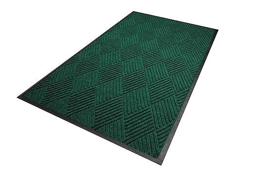 WaterHog Diamond | Commercial-Grade Entrance Mat with Rubber Border – Indoor/Outdoor, Quick Drying, Stain Resistant Door Mat (Evergreen, 12.2' Length x 6' Width)