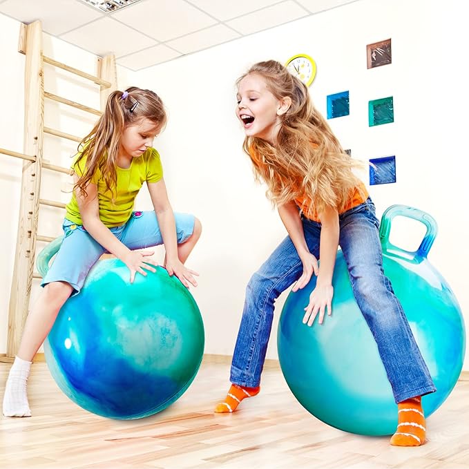 INPODAK Hopper Ball 20 Inch Bouncy Ball with Handle for Kids, Hippity Hop Jumping Bouncer Hopping Toy for Boys Girls Ages 5-9 with Pump and Gift Box Great Gift for Birthday Holiday