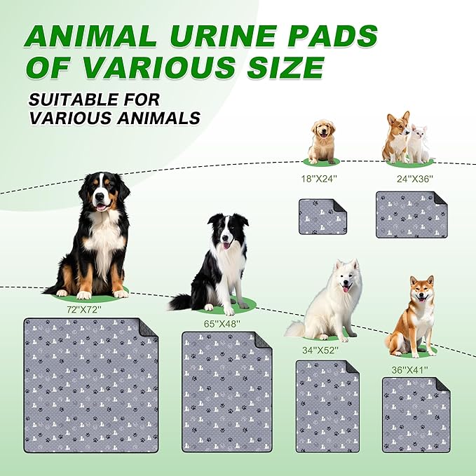Washable Pee Pads, Puppy Pee Pad for Dogs, 2 Pack Absorbent Reusable Training Dog Pads Pet Puppy Pads, Non-Slip Potty Pads for Whelping, Playpen, Crate, Bed, Grey 36"x36"