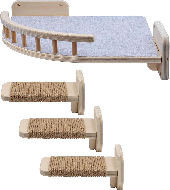 UNTITLDW Wall-Mounted Cat Shelves – Sleek, Durable Multi-Level Shelf with Floating Perch, Hammock, Cat Bed & Platform – Space-Saving Design for Play & Lounging – Easy Setup for Active Cats