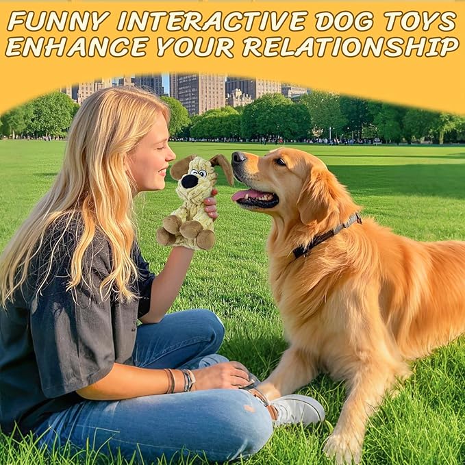 Khaki Plush Squeaky Dog Toy – Crinkle Stuffed Chew Toy for Small, Medium & Large Dogs
