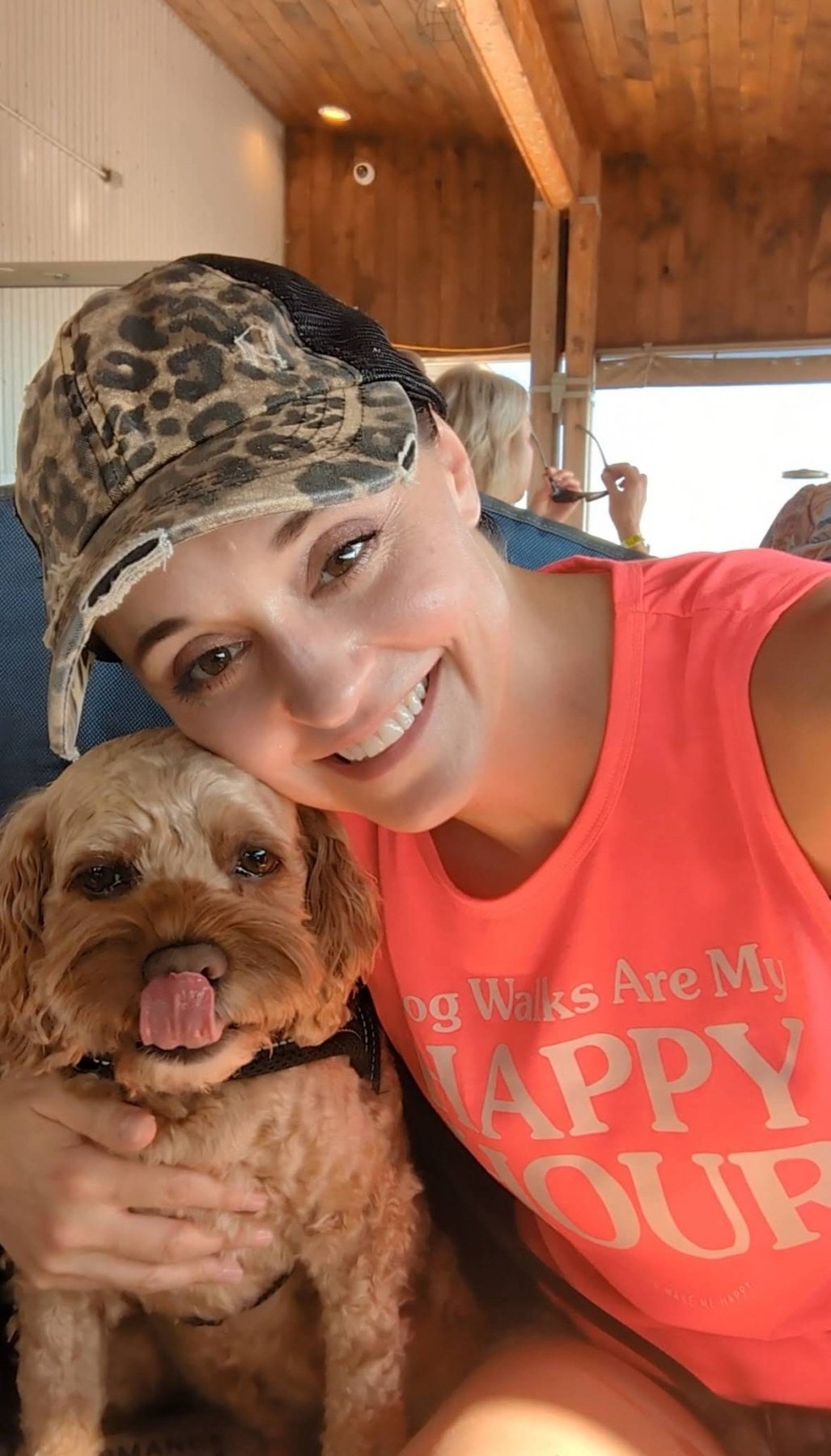 Dog Walks Are My Happy Hour Women's Sleeveless Tank | Gift for Dog Moms | Made in USA