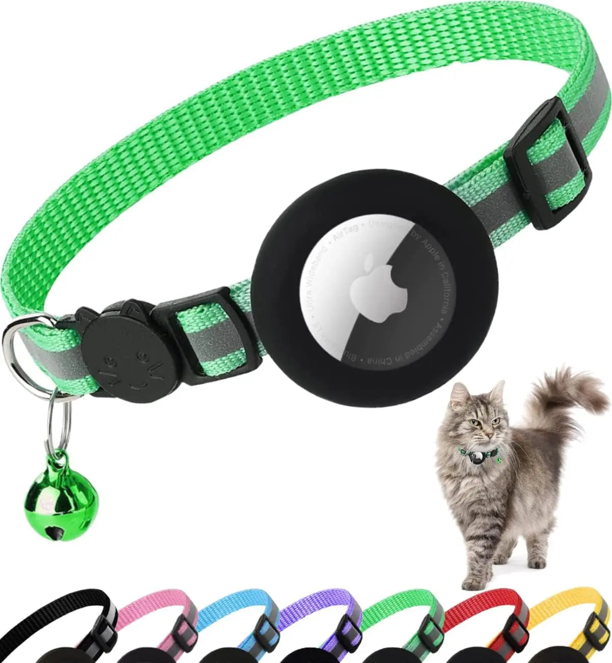 AirTag Cat Collar β Reflective Breakaway Kitten Collar w/ Holder & Bell