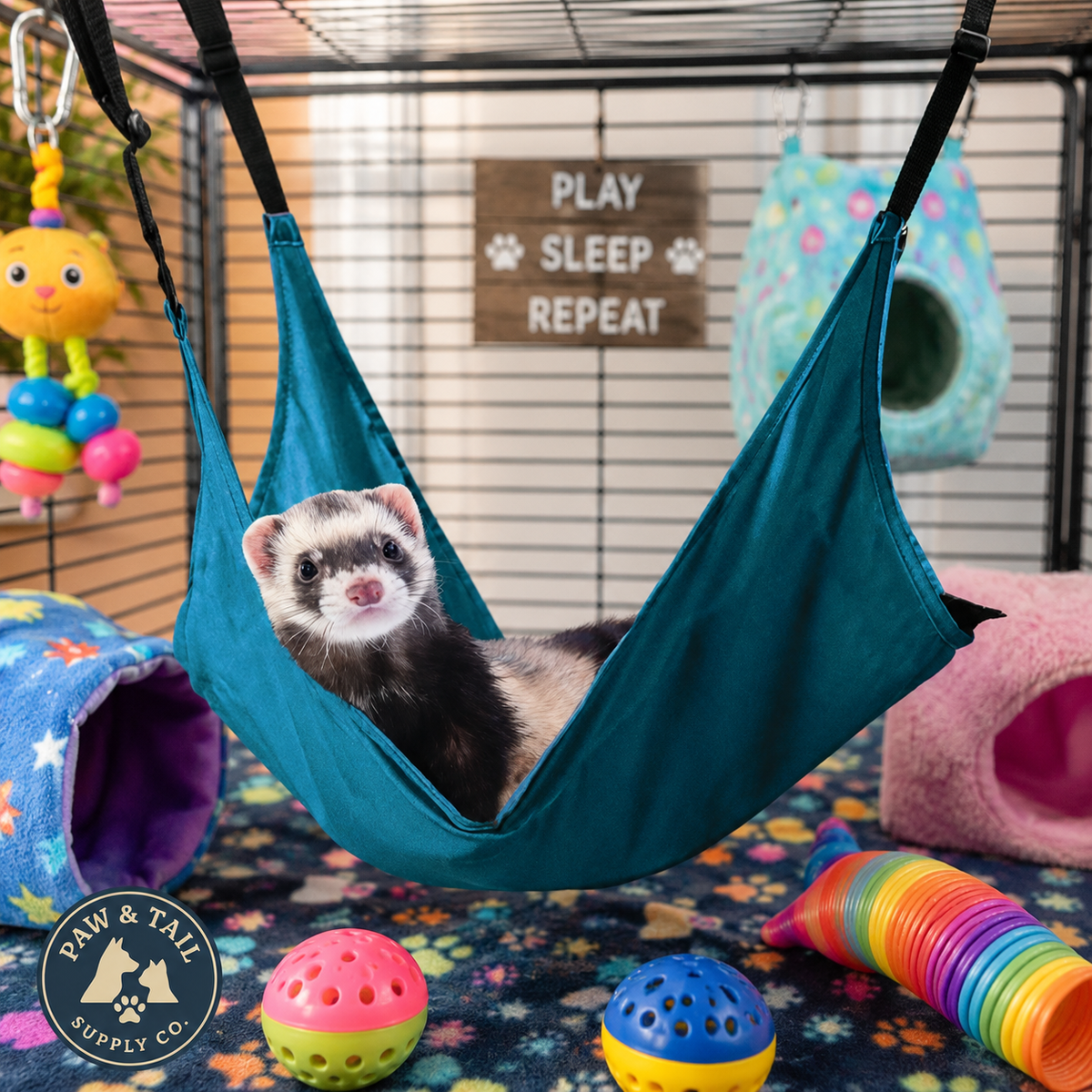 Marshall Leisure Lounge Cage Hammock for Ferrets, Holds Three Adult Ferrets
