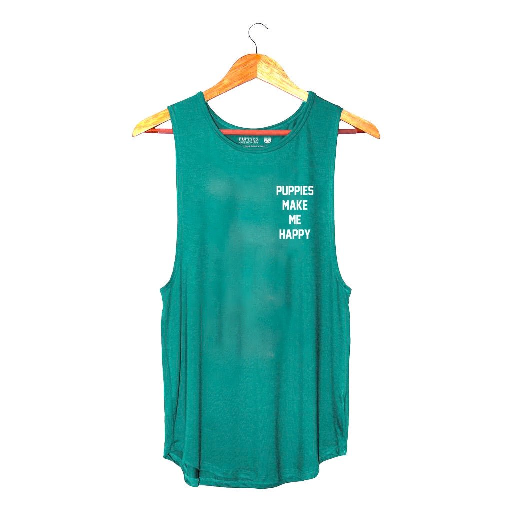Puppies Make Me Happy Motto Sleeveless Top | Classic Gift for Dog Moms | Made in USA