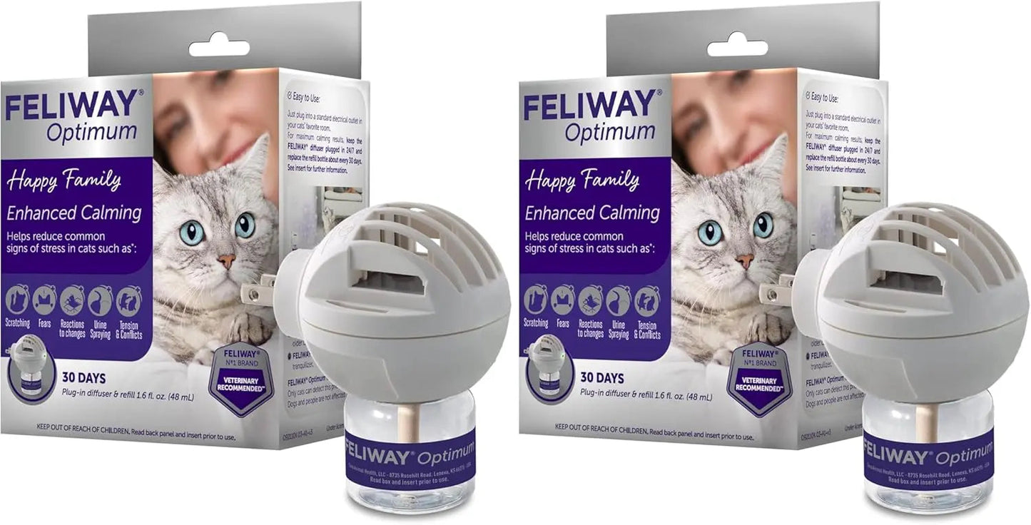 Feliway Optimum Cat Calming Diffuser Starter Kit, 48ml β 30-Day Stress Relief