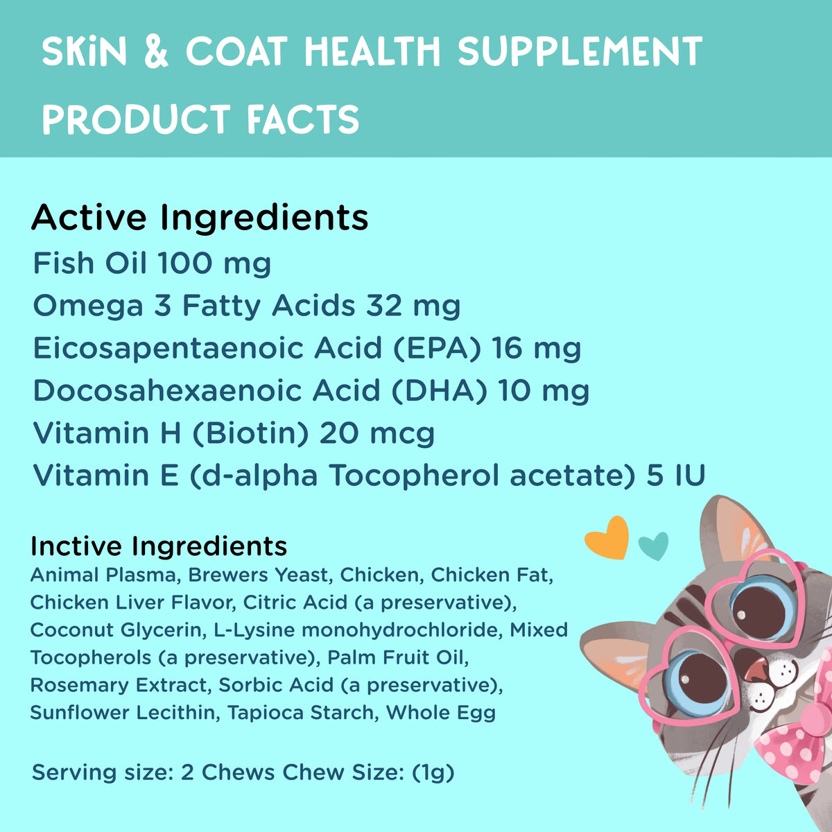 Cat Skin Coat Health Supplement, 3.2-oz, 90 Soft Chews