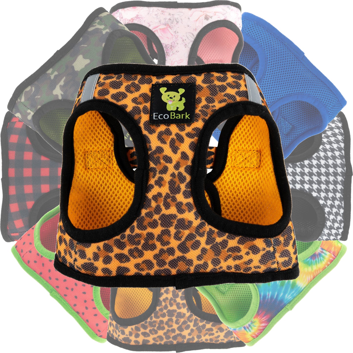 EcoBark Step In Dog Harness - XXXS to Medium Breeds- Reflective Soft Mesh Harness for Teacup, Small Dogs and Puppies / Cheetah