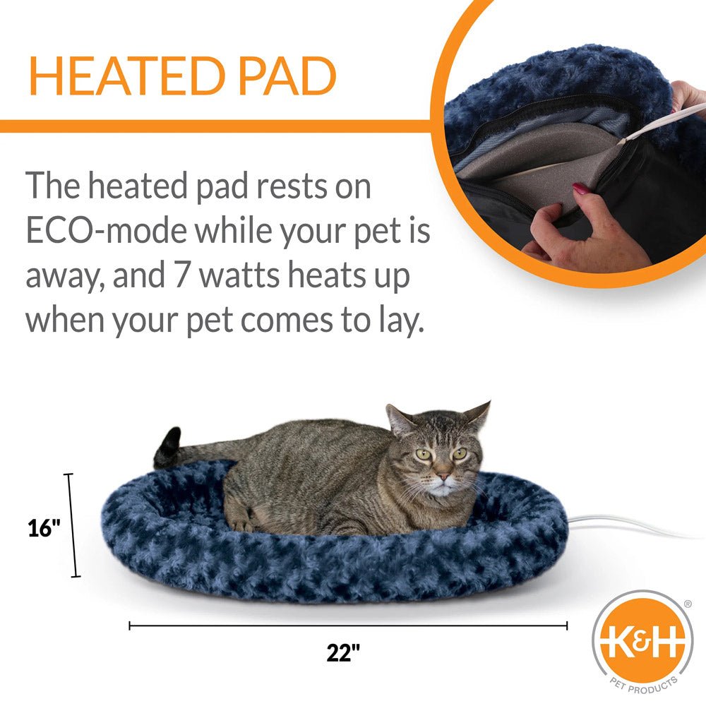 K&H Thermo-Kitty Fashion Splash Heated Cat Bed β Orthopedic, Energy-Efficient, Plush Indoor Cat Bed, Machine Washable