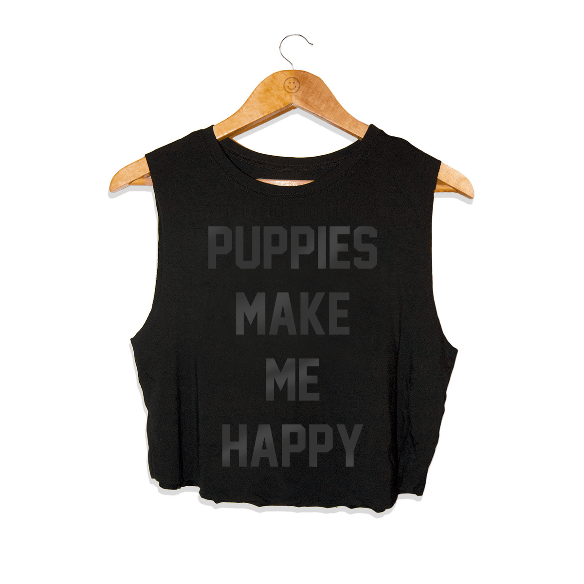 Black Foil Puppies Make Me Happy Crop Top | Present for Dog Moms & Dog Lovers | Made in USA
