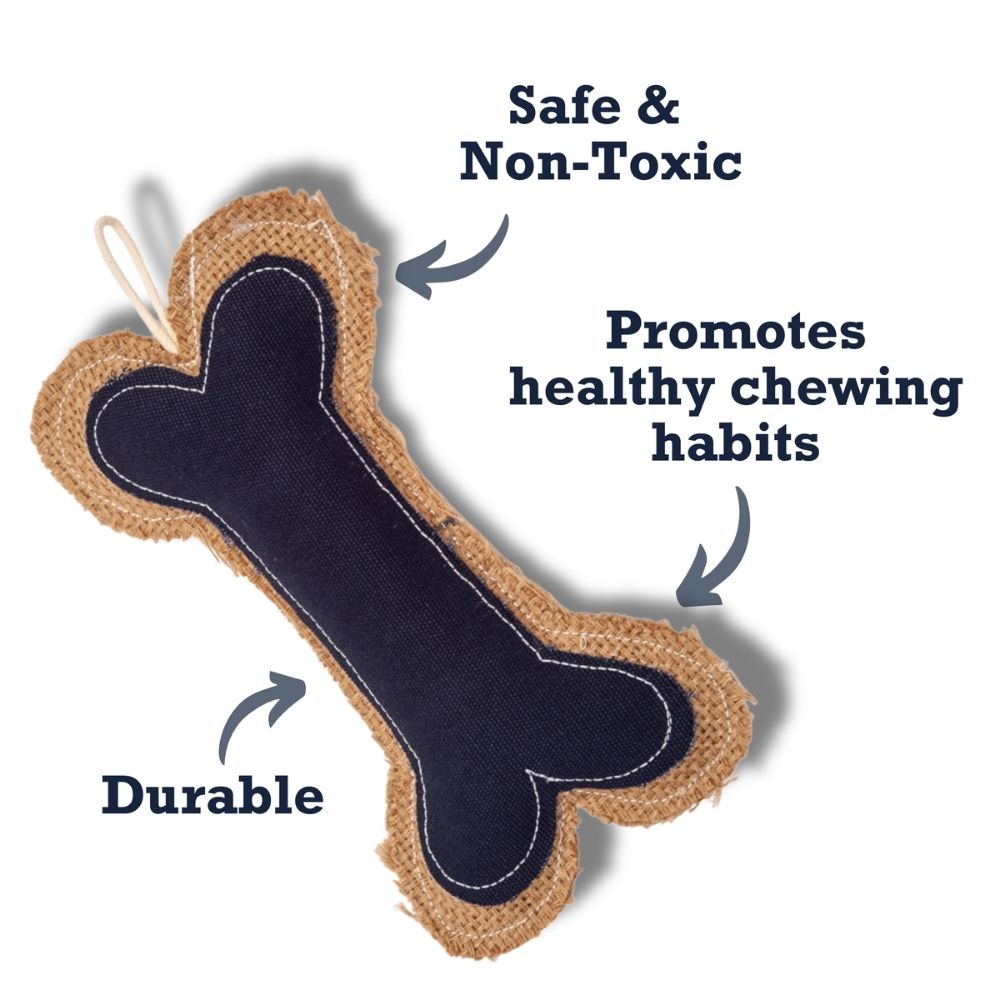 Country Living Jean Leather-Jute Bone Pillow Dog Chew Toy β Durable, Safe and Non-Toxic