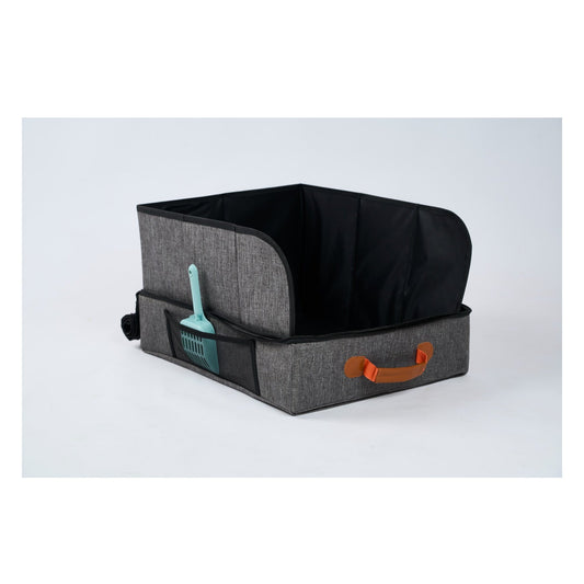 Mr. Peanut's Portable Foldable Travel Cat Litter Box – Waterproof Collapsible Litter Box with Scoop Pocket for Road Trips, Hotels, RVs & Home