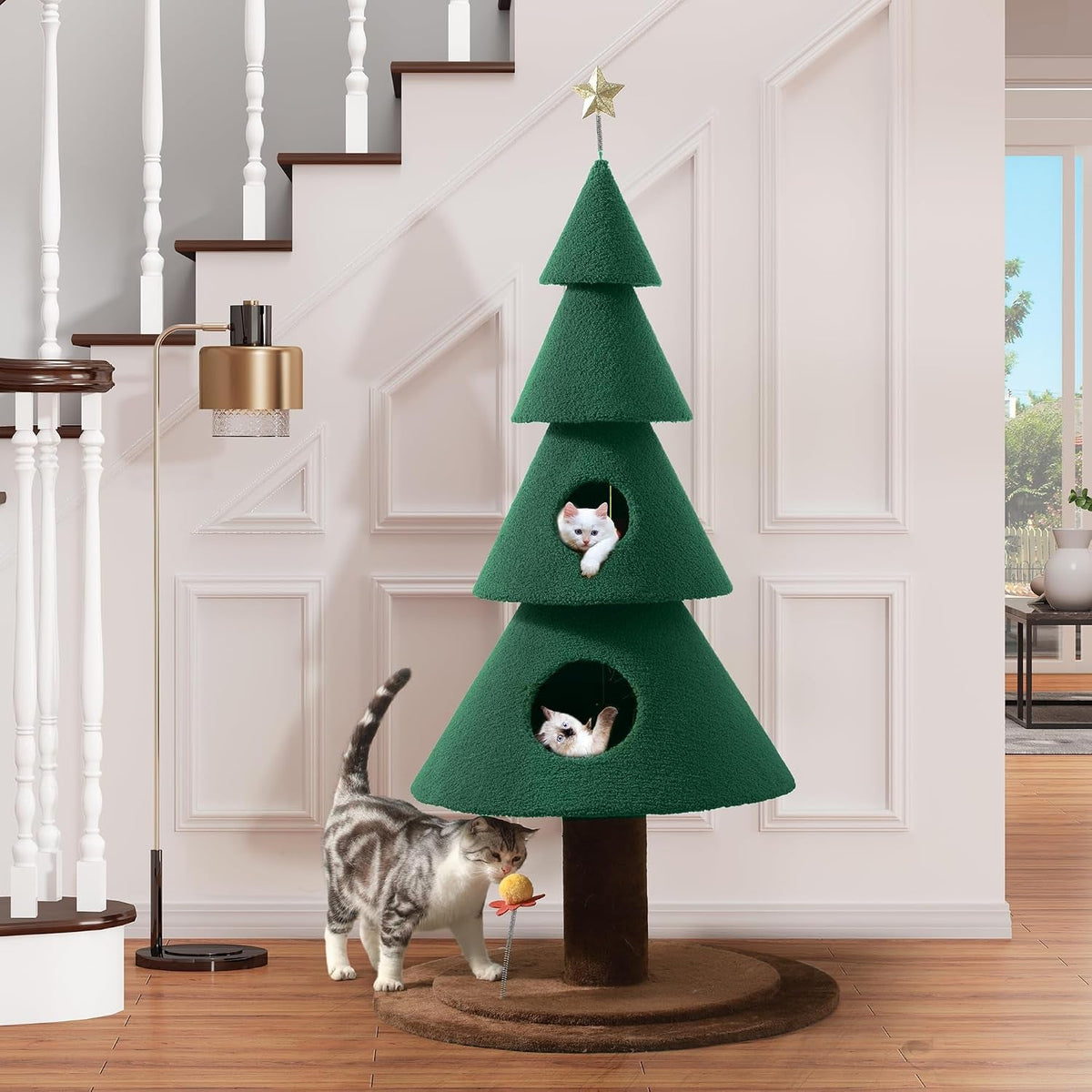 Christmas Cat Tree with Cozy Cat House – 47.2, 60 & 63 Inch