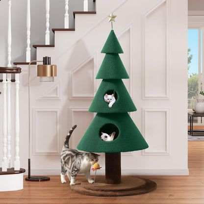 Christmas Cat Tree with Cozy Cat House – 47.2, 60 & 63 Inch