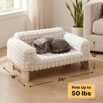 Elevated Wooden Pet Sofa Bed – 2 Sizes, 2 Colors