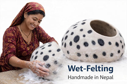 Merino Wool Cat Cave – Handmade Hideaway, 20 Styles