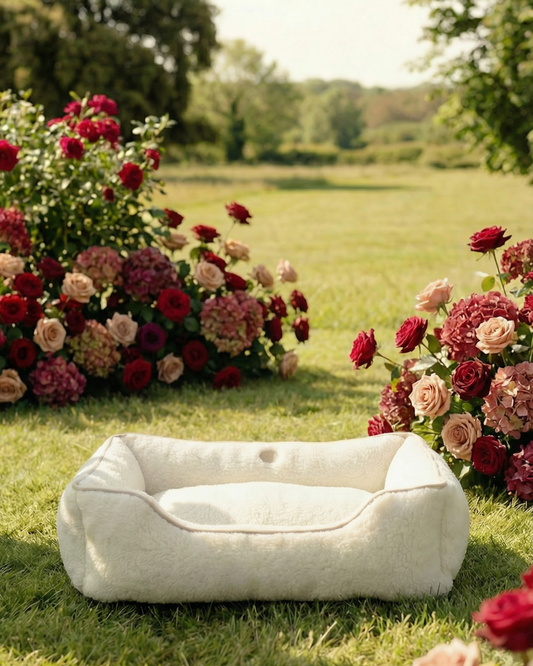 Furry Sleeper Dog Bed Beige