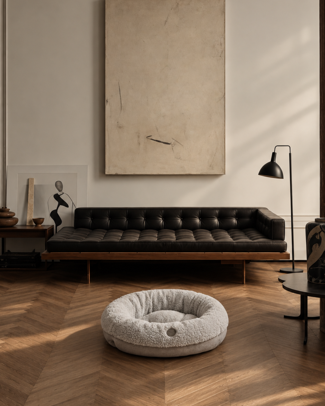 Furry Gray Donut Dog Bed