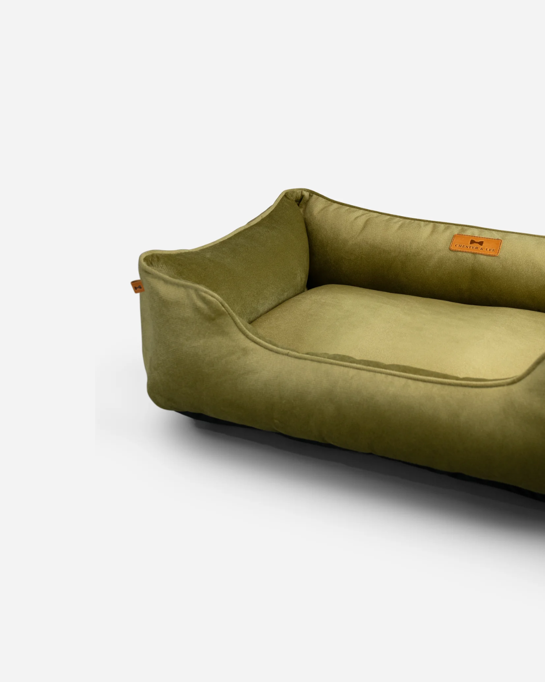 Vibrant Velvet Sleeper Dog Bed Olive