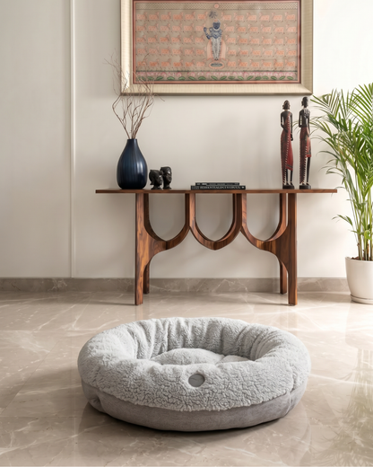 Furry Gray Donut Dog Bed