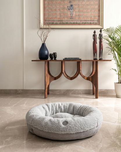 Furry Gray Donut Dog Bed