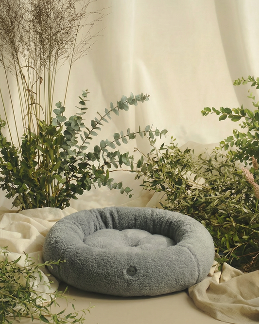 Furry Gray Donut Dog Bed