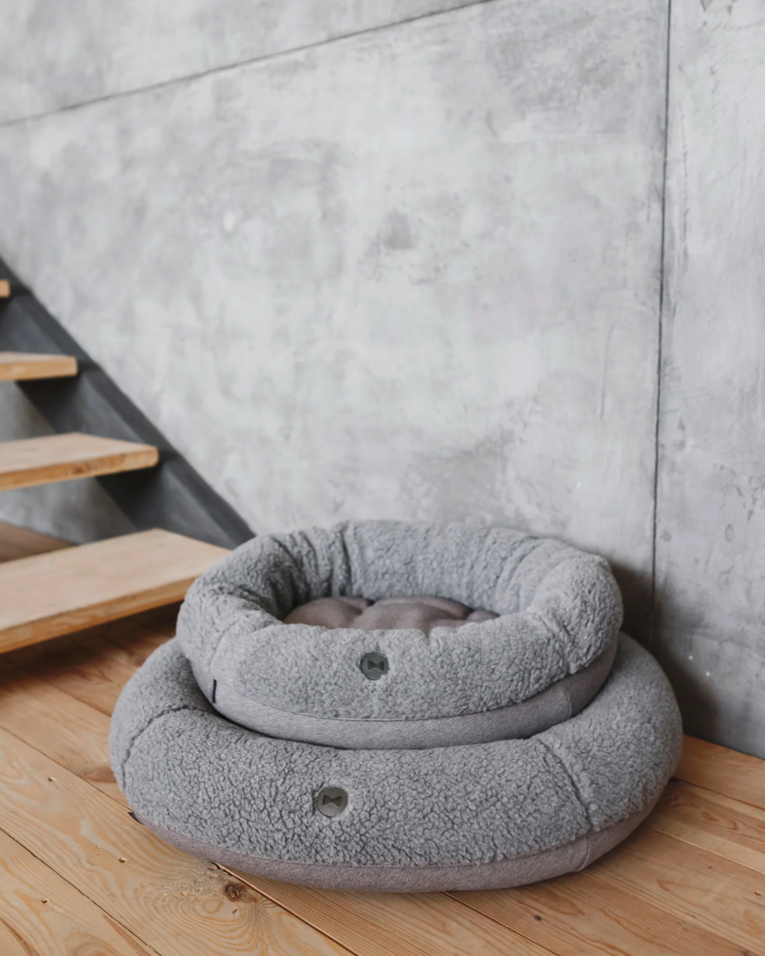 Furry Gray Donut Dog Bed