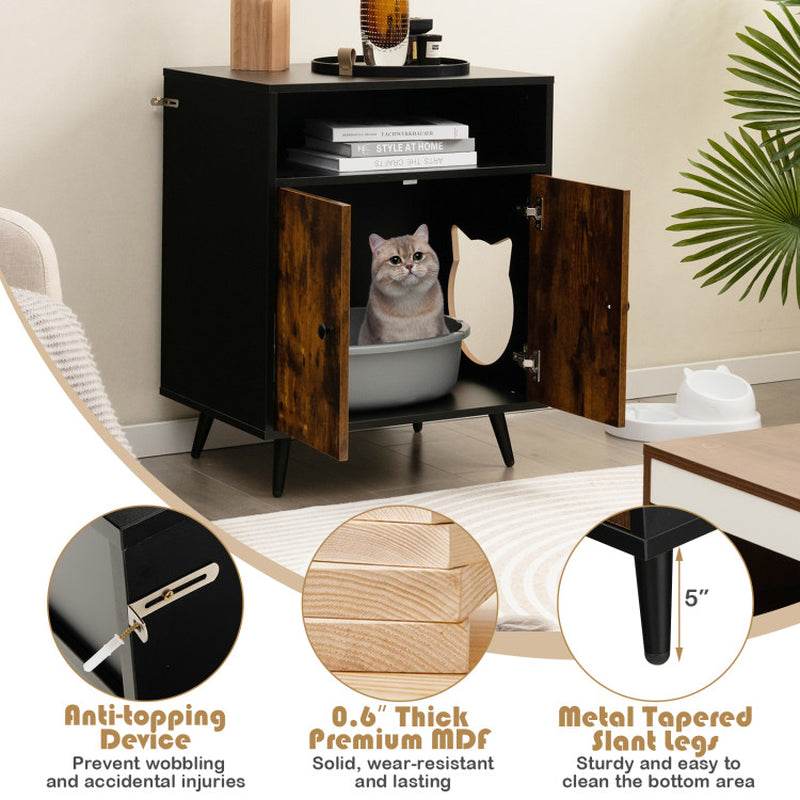 Rustic-Modern Cat Litter Cabinet with Extra Storage