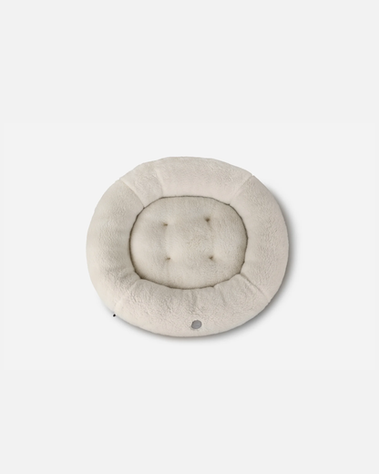 Furry Beige Donut Dog Bed