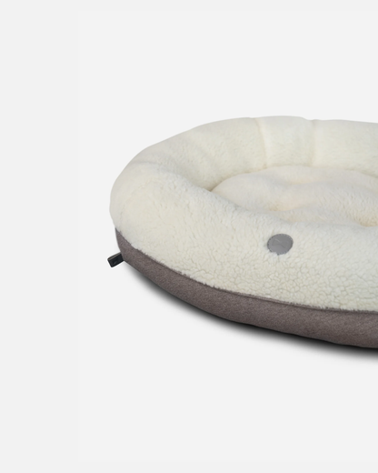 Furry Beige Donut Dog Bed