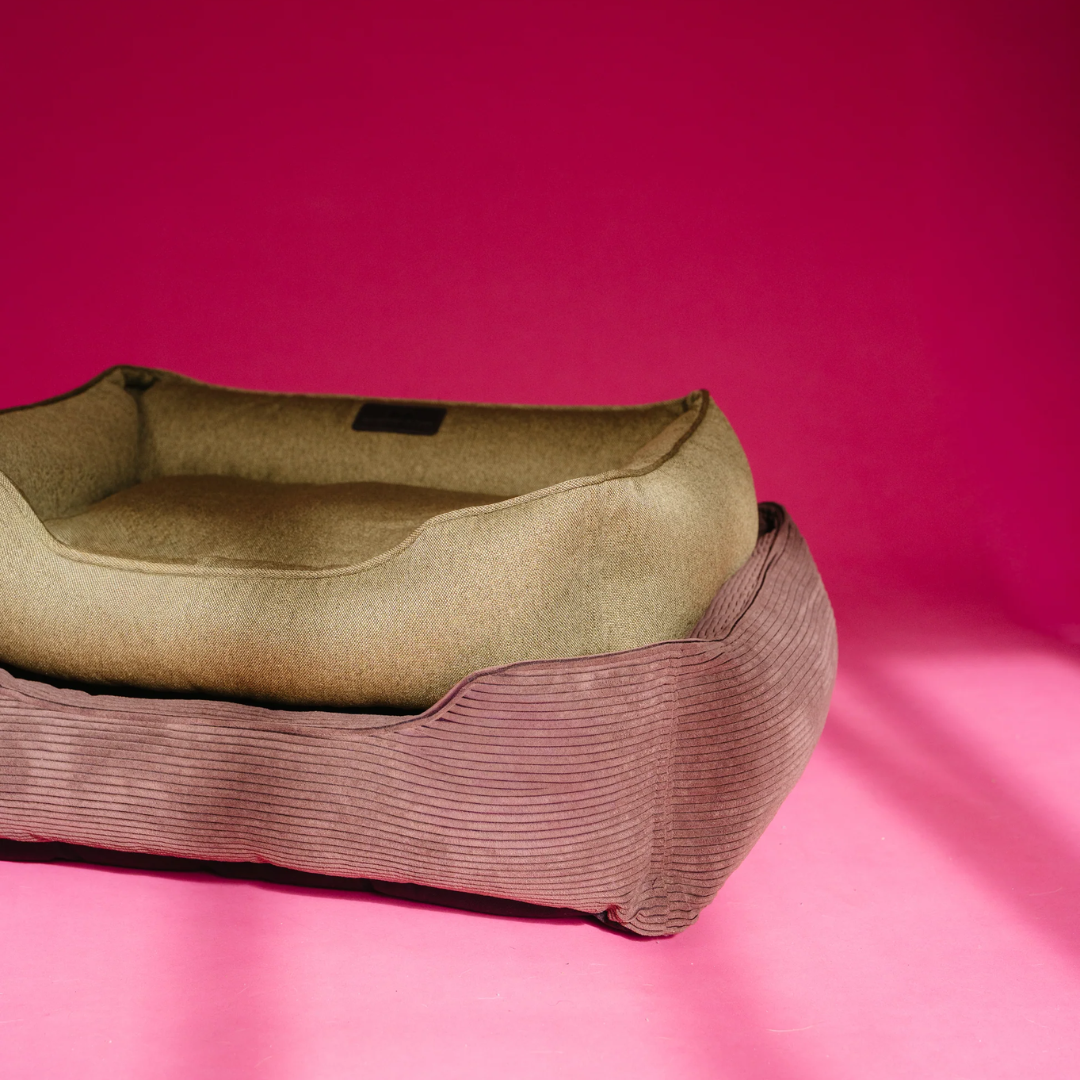 Fancy Corduroy Sleeper Dog Bed Brown