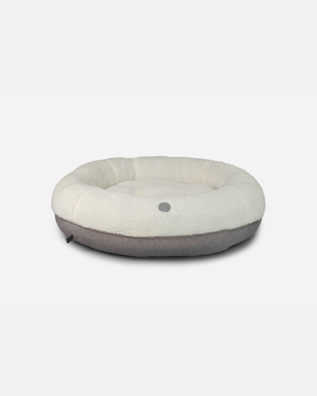 Furry Beige Donut Dog Bed