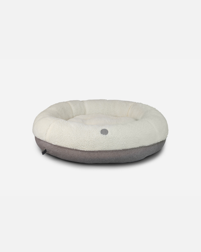 Furry Beige Donut Dog Bed