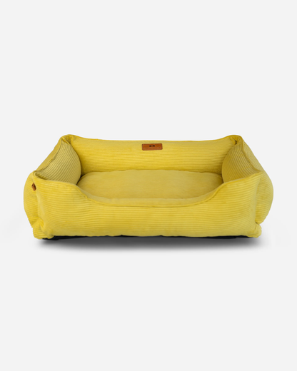 Fancy Corduroy Sleeper Dog Bed Sunny Yellow