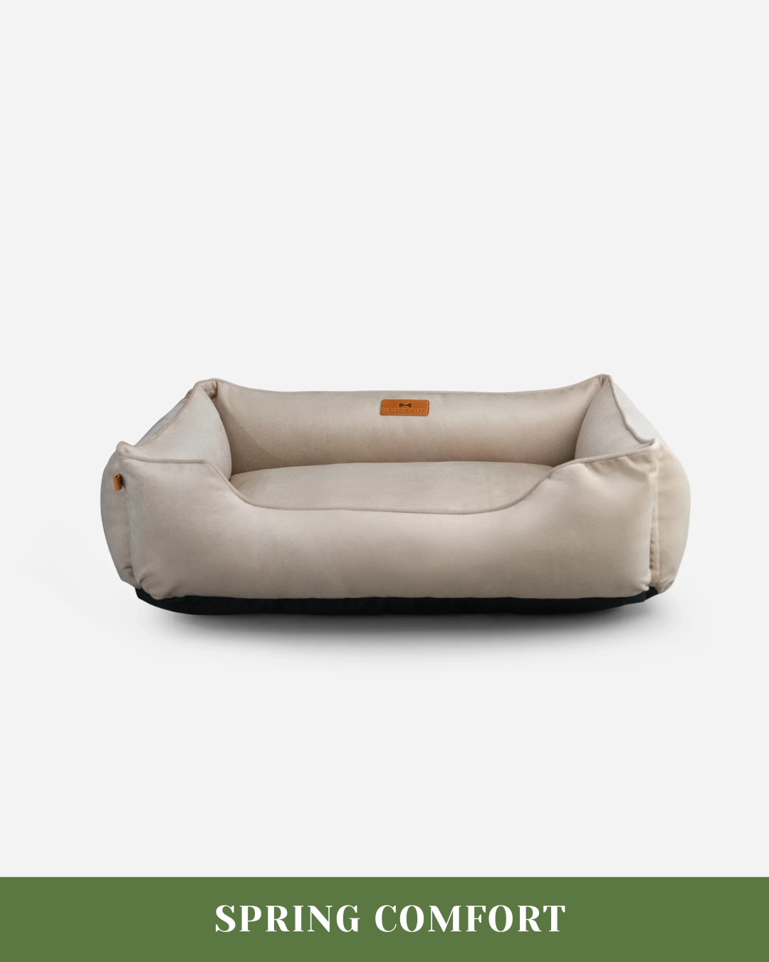 Classic Velvet Sleeper Dog Bed Beige