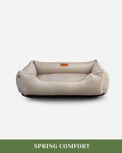 Classic Velvet Sleeper Dog Bed Beige