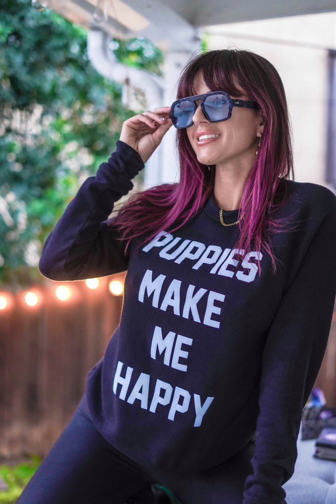 Puppies Make Me Happy Crewneck Sweatshirt | Dog Lover Gift | Soft Unisex | Printed in USA
