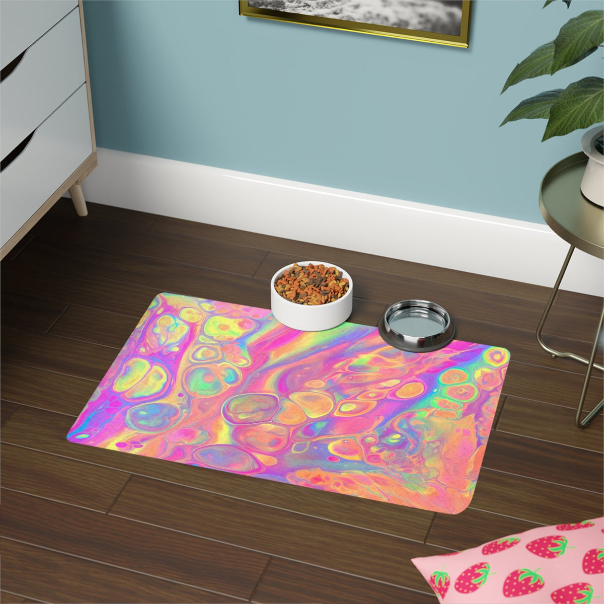 Bespattered Facade Rainbow Sherbet Pet Food Mat